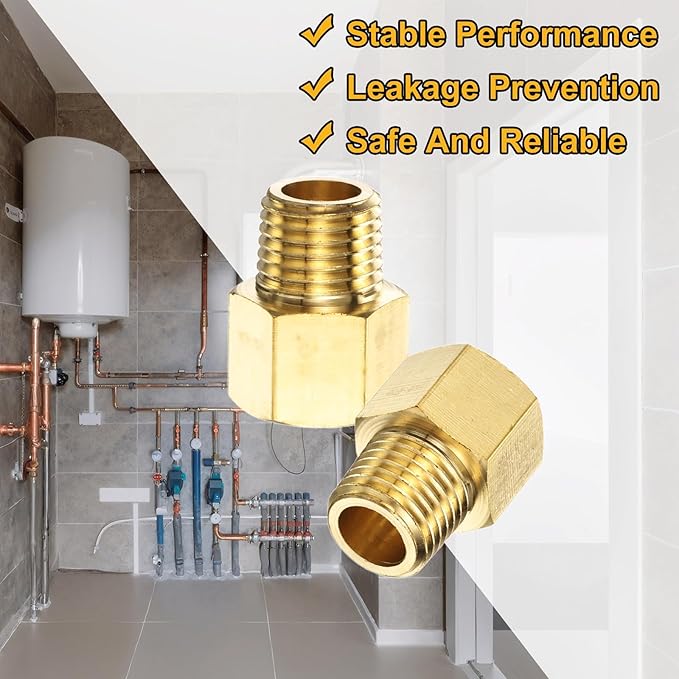 PATIKIL Brass Pipe Fitting, 3Pcs 1/4" NPT Male to 1/4" NPT Female Pipe Reducer Adapter Extension Connectors Brass Fittings for Water Gas Refrigeration