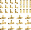 36 Pack Foskan 3/4 Inch PEX Brass Fittings Set, 12 PCS Each,Includes Elbows Tees Straight Couplings, PEX Crimp Barb Fitting Kit