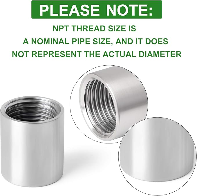 TAISHER 10PCS 304 Stainless Steel Cast Pipe Fitting, Coupling, 3/4" x 3/4" NPT Female Threaded