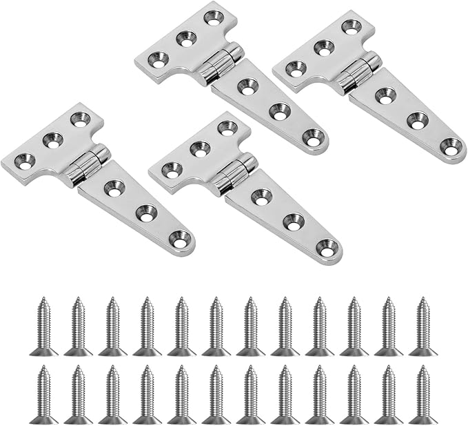 Boat T Type Hinge, Marine Grade Stainless Steel 316 Heavy Duty Strap Butt Hinge Durable Marine Applications for Hatch, Cabinet, Gate, and Door