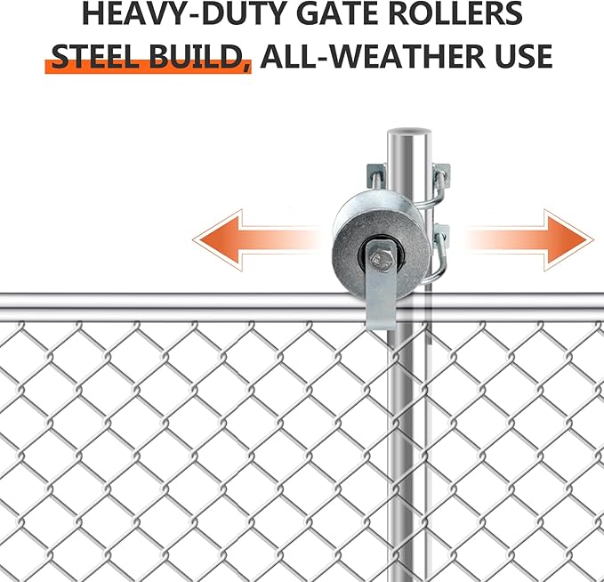 SPARKWHIZ Sliding Gate Rollers, Steel Rolling Gate Hardware for 2'' (1-7/8'') Gate Frame & 1-5/8'' Track Pipe, Double U Bolt, 2 Pack