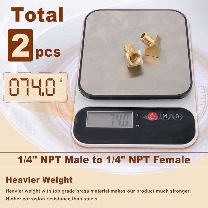 2pcs 1/4” Brass Fittings 45 Degree Barstock Street Elbow 1/4" NPT Male Pipe to 1/4" NPT Female Pipe 1/4 NPT Elbow Forged Brass Pipe Fittings