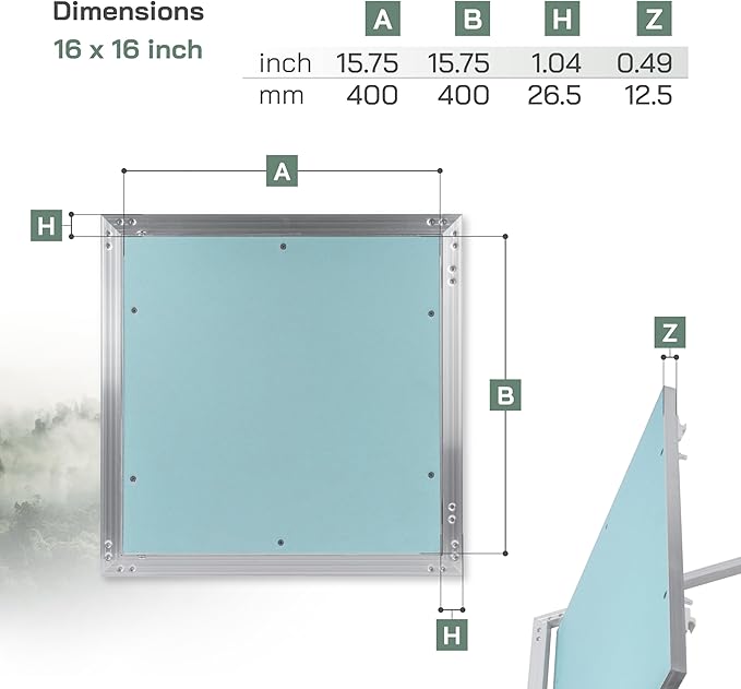 Vent Systems 16" x 16" Inch Access Panel - Drywall, Wall, Electrical, Plumbing Cover Plate - Ceiling, Wall Mount Drywall Access Panel - Metal Crawl Space Door for Home, Garage, Basement, Attic