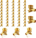 (50-Pack) PEX Fittings, Pex 3/4"x3/4" Female Threaded NPT Drop Ear Elbow Adapter, Brass Crimp Fittings, for PEX Tubing Pipe Plumbing, ASTM F1807(PEX1807169-50Pack)