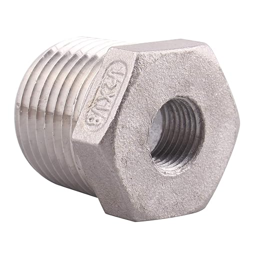 Stainless Steel Reducer Hex Flush Bushing, 1/2" NPT Male 1/8" NPT Female,Reducing Adapter Cast Pipe Fitting (pack of 2)