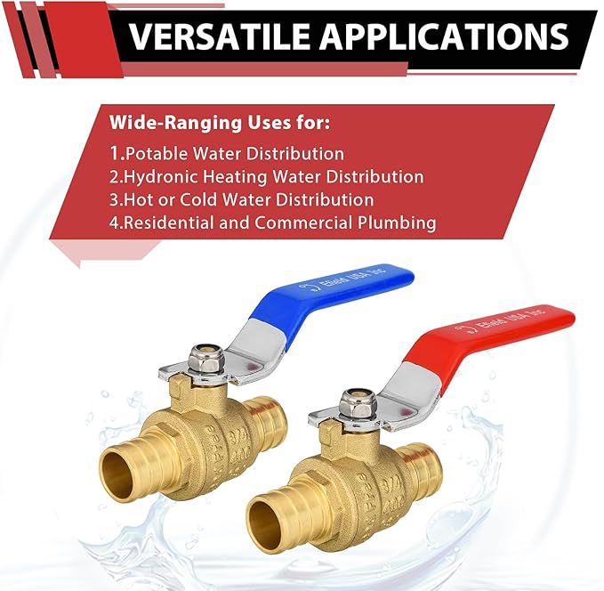 (Pack of 10) EFIELD 3/4 Inch Pex Brass Full Port Shut-off Ball Valve for Hot and Cold Water, UPC Certified,(VALVE013)