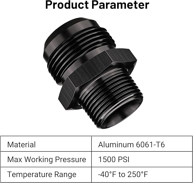 EVIL ENERGY 16AN Male Flare to 3/4" NPT Pipe Fitting Adapter Straight Aluminum Black 2PCS