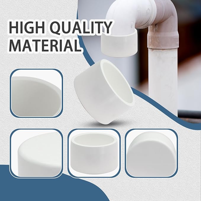 2 Pack 3 Inch PVC Cap, SCH40 PVC Pipe End Cap Fitting Furniture Grade PVC Pipe End Cap Plug Adapter, White PVC Pipe Plug Socket Fittings for Build PVC Furniture DIY Garden Shelf