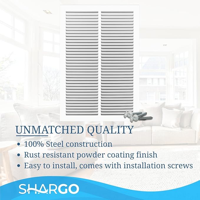 10 x 14 Inch Return Air Vent Cover, Solid Steel HVAC Grille for Wall or Ceiling, White Duct Opening, Durable Return Air Vent Cover, Airflow Ventilation Grille for Home or Office