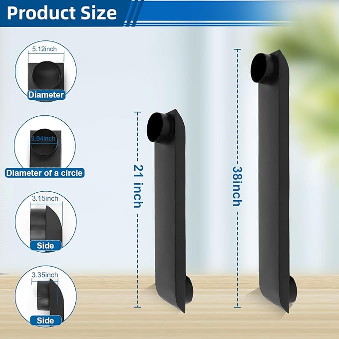 Periscope Dryer Vent Connector Kit, Upgraded 304 Stainless Steel Adjustable 21-38",Telescoping Dryer Vent Duct Fit for Whirlpool and All 4in Dryer Outlet - Flat Dryer Vent Duct (Black)