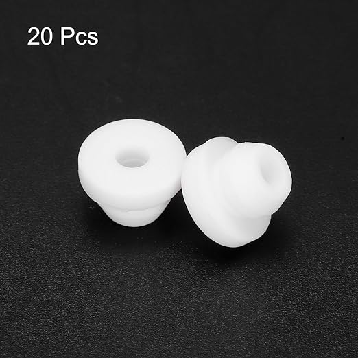 MECCANIXITY 20Pcs Snap Rubber Grommet Plug Mount Dia 5.5mm ID 3mm Narrow Groove Width 1.5mm Seal Anti-Scratch for Electrical Box Cable Pipes White