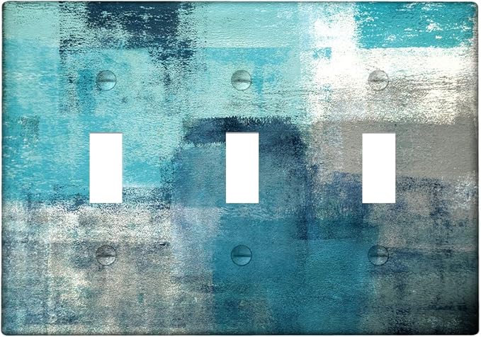 Turquoise Grey 3 Gang Toggle Switch/Wall Plate Teal Decortive Light Switch Cover Wall Plate Cover for Bedroom Kitchen Home Decor