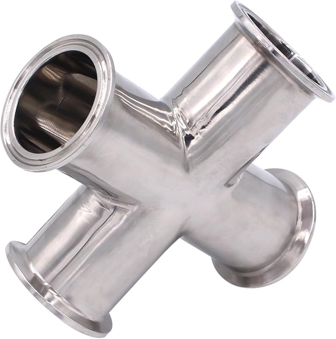 DERNORD 4 Way Cross Clamp Fits 2" Tri-clamp Sanitary Fitting Stainless Steel 304, 51mm Pipe OD