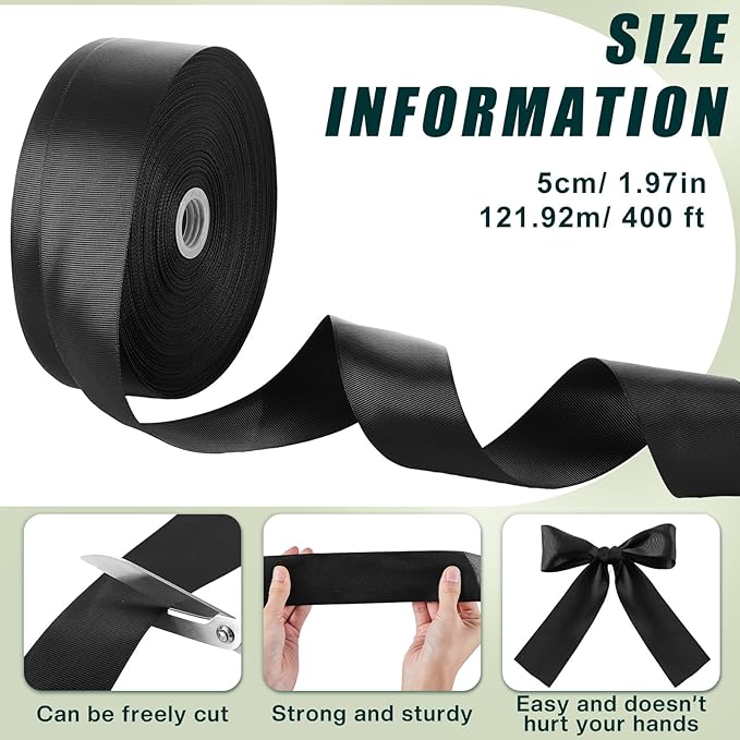 Frienda 2 Rolls Duct Strap Duct Support Webbing Wide Webbing Strap Support Belt Heavy Duty(400 ft X 1.97 Inch,Black)