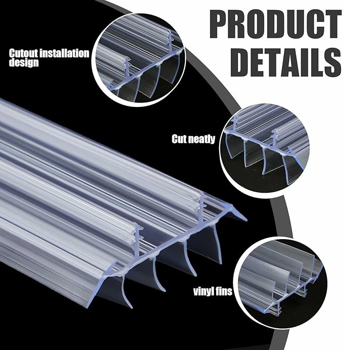 Replacement Door Bottom with Vinyl Fins 36" Long 1 3/4" Wide Threshold Seal Bottom of Door Weatherstrip Kerf Weather Stripping for 7/8" Between Barbs(2 Pcs,Transparent)
