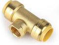 (5 Pack) EFIELD Female Tee 3/4"x3/4"x1/2" Push Fit Female Plumbing Tee,Brass Fitting No Lead For Copper Pex CPVC,(PF228-5PCS)