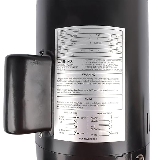 B625 Swimming Pool Pump Motor Replacement for Polaris PB4-60 PB460 Booster Pump | Replacement for A.O. Smith Century 3/4HP Polaris Arneson Pool Sweep, 115/230V 3450RPM 60Hz