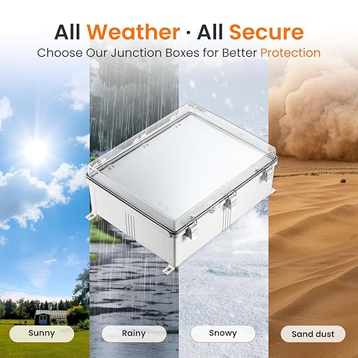 QILIPSU Waterproof Junction Box IP67 Outdoor Plastic Electrical Project Enclosure Weatherproof with Inner Door, Mounting Plate, Wall Brackets, Hinged Clear Cover 20"x16.1"x7.9" CC-D