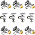 10-Pack Foskan Push Fit Angle Stop Valve,1/4 Turn Shut off Valve 1/2" Push Fit x 3/8" OD,Chrome Plated Brass