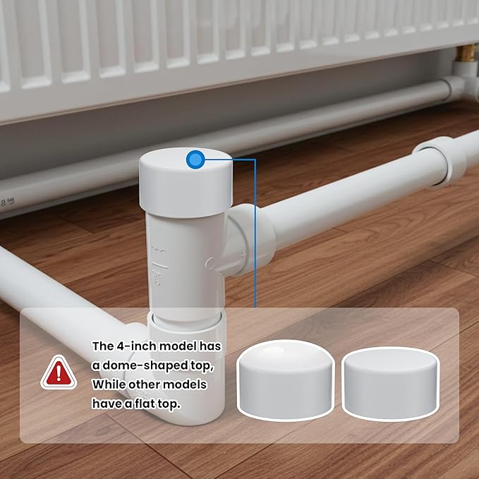 4“ PVC Pipe End Cap Fitting (Compatible with 4.5" OD), 2 Pcs End Caps, Schedule 40 Furniture Grade Pipe Plug for Building PVC Furniture DIY Garden Shelf