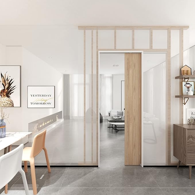 JUBEST 7FT Commercial Grade Pocket Door Hardware and Track Set, Sliding Door Hardware 80.7", Durable and Smoothly, Easy to Install
