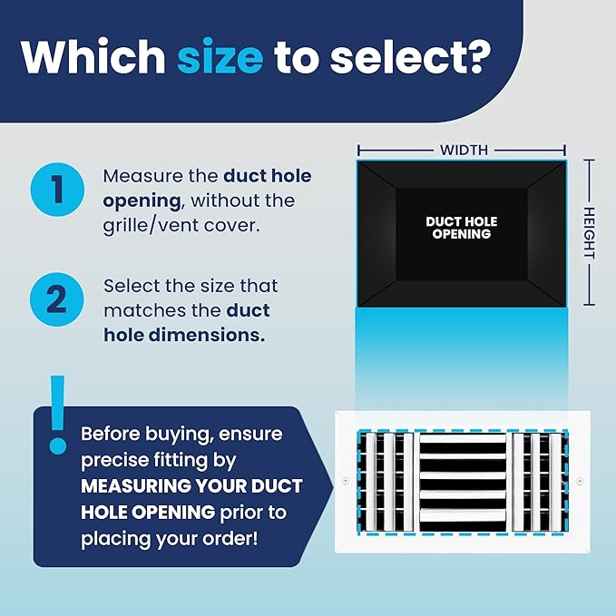 12x8 Inch (Duct Opening) Aluminum 3-Way Air Flow Vent – HVAC Vent Cover for Wall or Ceiling – Quiet HVAC Wall Register with Multi-Shutter Damper – Adjustable Curved Blade - Plastic Seal for Tight Fit