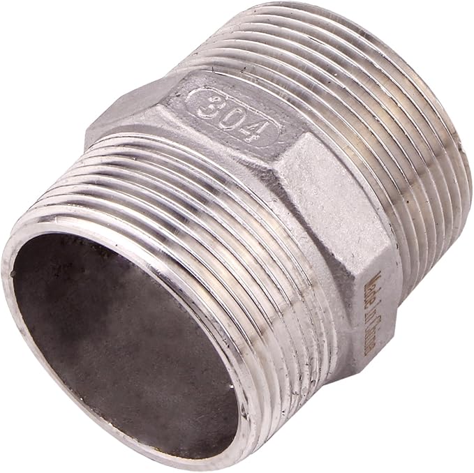 Hex Nipple 1 1/2 Inch Male NPT - DERPIPE Stainless Steel 304 Threaded Pipe Fitting for Brew Kit, Home Piping Application