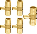 5-Pack PEX Fittings Niikappu 1"x1"x1/2" Pex Tee, Brass Crimp Pipe Fittings for PEX Pipes, ASTM F1807