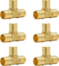 SUNGATOR 6-Pack 1" Pex Tee, No Lead Brass, 1 Inch Pex Fittings