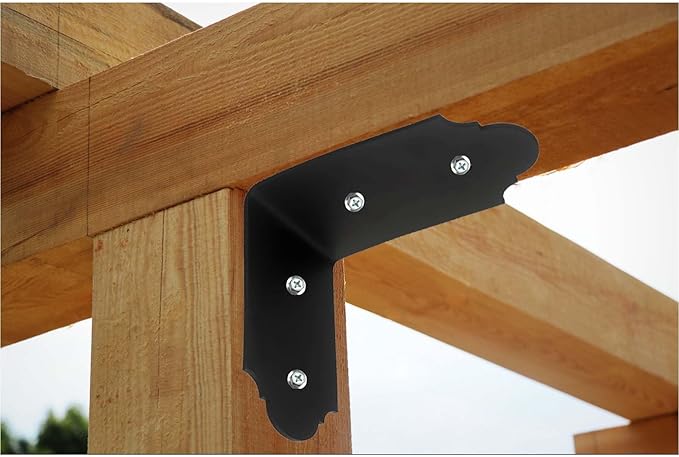 4Packs 90 Degree Angle Bracket Large L Brackets , 6" Heavy Duty Connector Brace, Building Products Decorative Knee Braces Angle Brackets for Wood DIY L Shelf Braces