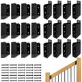 30° Stair Angle Stainless Steel Deck Railing Brackets Connectors for 2"x4" (Actual 1.5"x3.5") Railing Wood Post Stair Fence Railing Connectors with Coated Wood Screws,(12 Pair/Black)