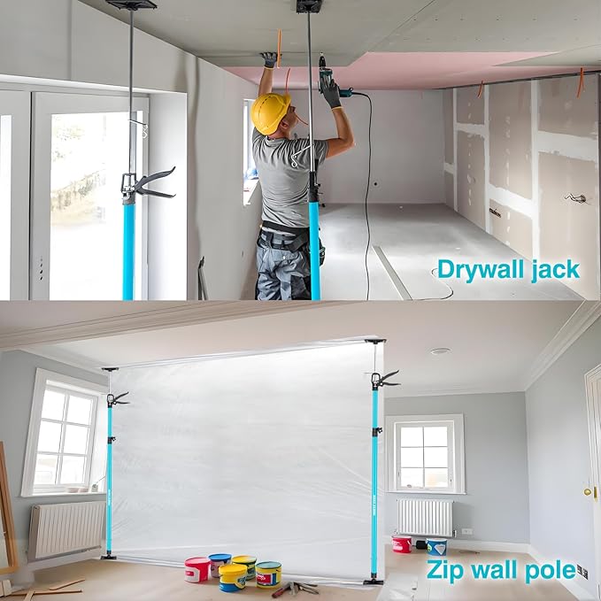 Steel Adjustable Cabinet Jack Support Pole, Quick Support Rod & Drywall Jack, Zip Wall Dust Barrier System, 3rd Hand Support System Load 132LB, Cabinet Installations Tools from 45.2-115.2 in, 2-Pack