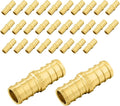 30-Pack PEX Fittings Niikappu 3/8"x3/8" Pex Straight Coupling, Brass Crimp Pipe Fittings for PEX Pipes, ASTM F1807