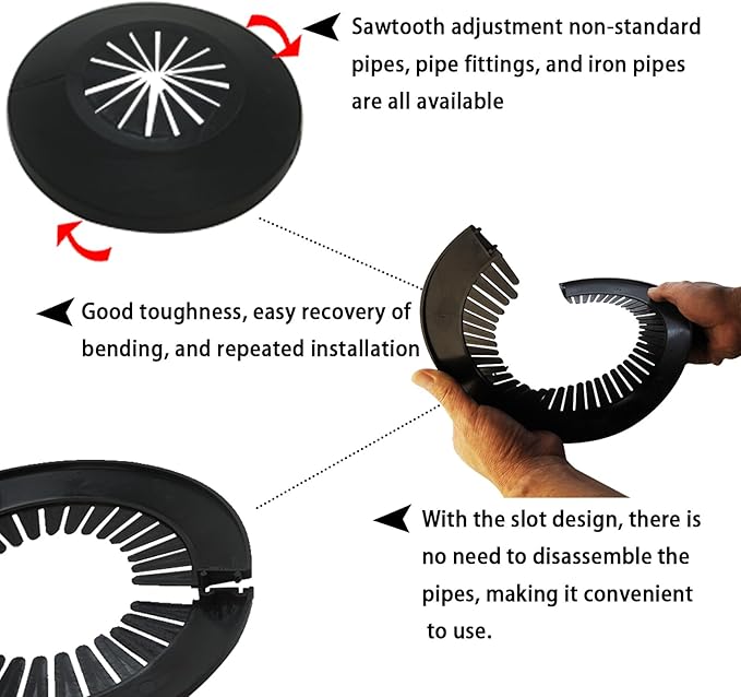 1 Piece Pipe Cover Flange Decoration Fit 0.59 to 1.14 inch Outer Diameter Pipe (15-29mm), PP Plastic Radiator Escutcheon Plate, Plumbing Cover Plates for Floor Wall Tube Decor, Black