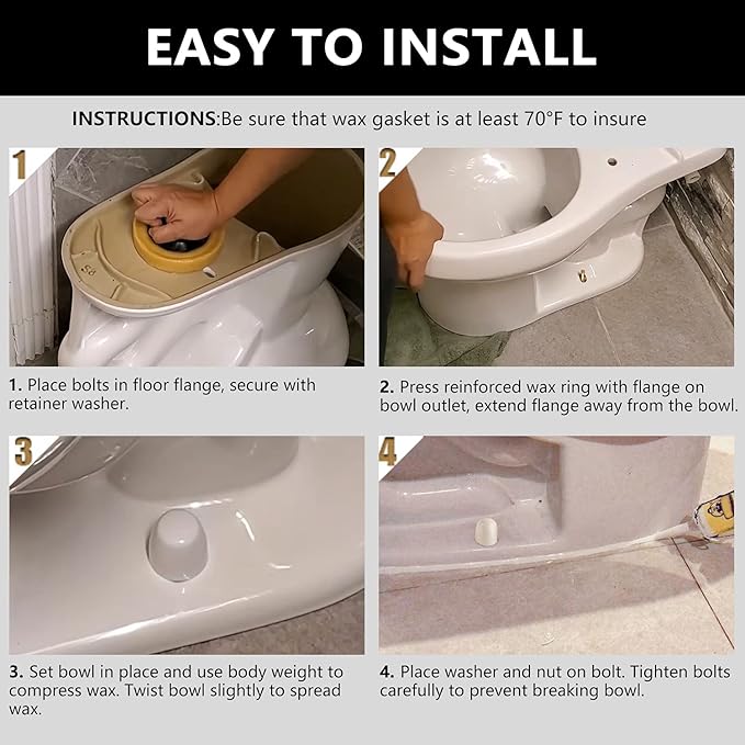 Extra Thick Wax Ring Toilet,with Flange and Bolts for Reinstallation of The Toilet, Fits 3-inch or 4-inch Waste Lines(2 PCS)