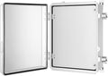 Junction Box, IP67 Waterproof Plastic Enclosure for Electrical Project, Hinged Grey Cover, Includes Mounting Plate and Wall Bracket (Transparent Cover with Inner Door, 16.1"x12.2"x7.1")
