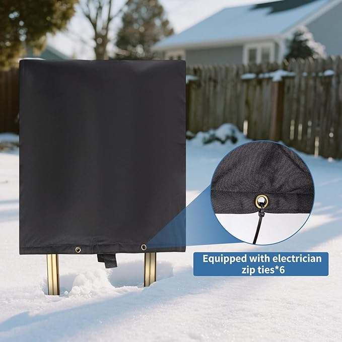 Insulated Backflow Preventer Pouch - Outdoor Pipe Insulation for Winter, Well Pump & Sprinkler Valve Protection (Black 24" W×24" H)