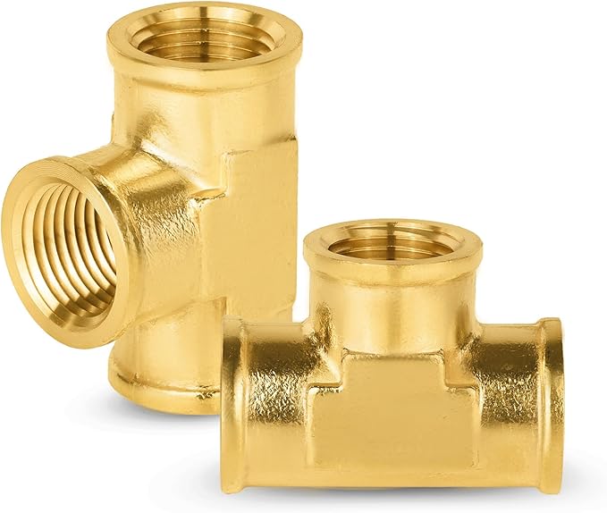 100-PCs HeSun Brass Pipe Fitting, 1/2" x 1/2" x 1/2" NPT Female Thread Tee