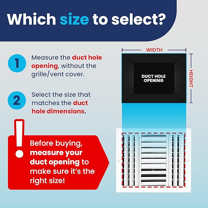 12x10 Inch (Duct Opening) Aluminum 3-Way Air Flow Vent – HVAC Vent Cover for Wall or Ceiling – Quiet HVAC Wall Register with Multi-Shutter Damper – Adjustable Curved Blade - Plastic Seal for Tight Fit