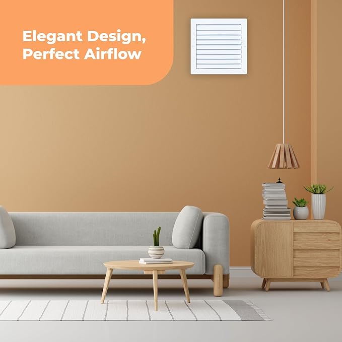 Aluminum 10 x 10 In (Duct Opening) 1-Way Air Duct Register Vent Cover for Ceiling and Wall - Modern HVAC Louver Vent Cover Adjustable, Durable Rustproof Wall Grille – Overall Size 11-5/8 x 11-5/8 Inch