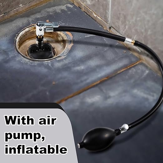 Nuanchu 2 Sets 2 Inch Test Plugs Inflatable Pipe Ball Plugs with Gas Tubes and Inflator Pumps, Black Rubber Pressure Test Balls for Toilet Drain Sewage Pipeline Inspection