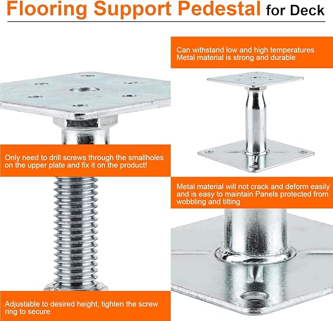 4 Pack Adjustable Support Jack for The Floor,Deck Foundation,Post Floor Joist Jacks,RV Step Stabilizer,Mini Screw Jack- Post 3.5" to 6"