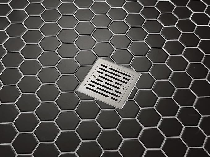 Delta Faucet 4 Inch Tile-In Square Shower Floor Drain Brushed Nickel, Shower Drain Kit, Square Shower Drain, Chrome Shower Drain, Shower Floor Drain, Stainless DT062412-SS