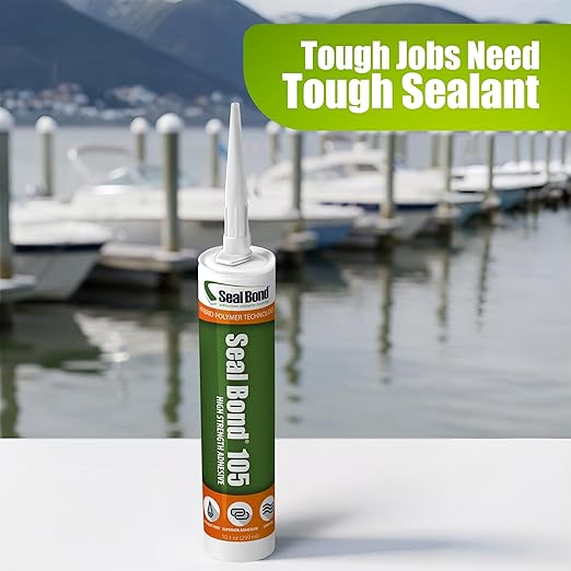 105 Adhesive Sealant – Marine/Industrial Grade, High Strength, UV Resistant, Flexible, Non-Flammable, Waterproof – Superior to Silicone – 10.1 oz – White