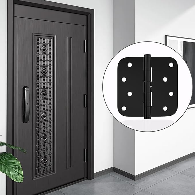 3-Pack Stainless Steel Hinges, Exterior Door Hinge, Ball Bearing Door Hinge, 4 inches, 5/8 inch Rounded Corners, Heavy-Duty Hinge for Commercial Indoor and Outdoor use