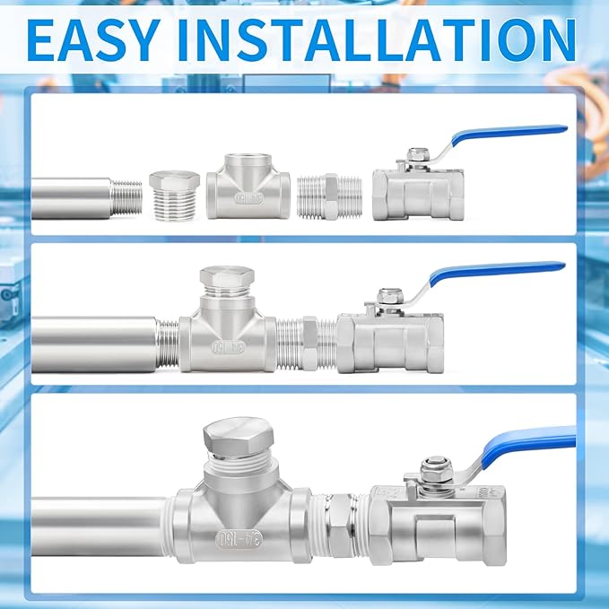 ChillWaves 304 Stainless Steel Pipe Fitting, Nipple Cast Pipe 1/2" NPT Male x 1/2" NPT Female Thread 4" Length(100MM)(2-PACK)