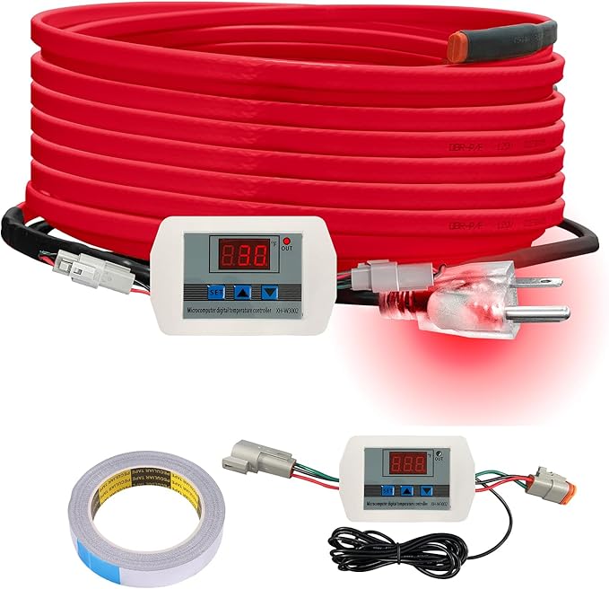 OEBLD Heat Tape for Water Pipes 18FT, Replaceable Smart Thermostat for Pipe Freeze Protection, Self-Regulating Roof Deicing Cable for Metal and Plastic Home Pipes, 110-120V