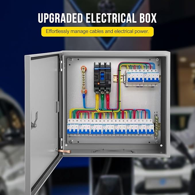 Electrical Box, 16x16x8 NEMA 4X Steel Electrical Box, Ip66 Waterproof & Dustproof, Outdoor/Indoor Electrical Junction Box, Lockable Junction Box