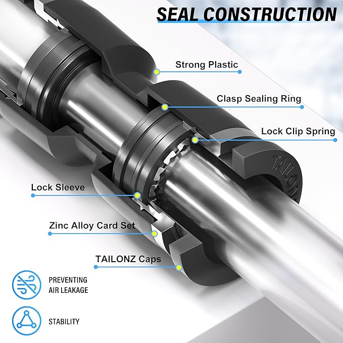 TAILONZ PNEUMATIC Elbow and Straight Combination 3/8 Inch Tube OD x 1/8 Inch NPT Thread Push to Connect Fittings PC-3/8-N1+PL-3/8-N1(Pack of 12)