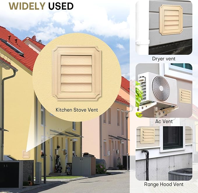 4-Pack Dryer Vent Cover Replacement with Enhanced Rippled Design - Premium Plastic Polymer Dryer Exhaust Vent Cover Replacements, Weather Resistant Exterior Dryer Vent Flap Replacement (Beige)